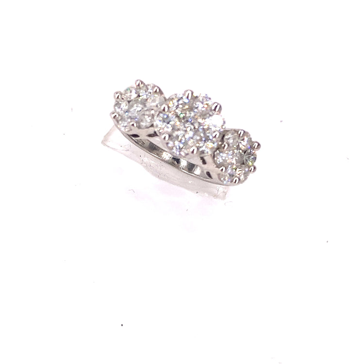 Women’s 18ct White Gold Diamond Trilogy Cluster Ring - 2.0cts - Hyman’s Jewellers