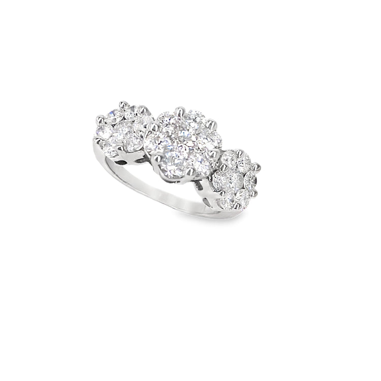 Women’s 18ct White Gold Diamond Trilogy Cluster Ring - 2.0cts - Hyman’s Jewellers
