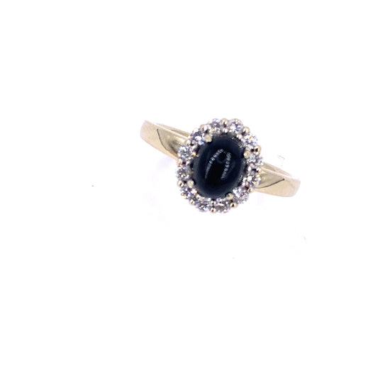 Women’s 18ct White Gold Diamond & Whitby Jet Ring - Hyman’s Jewellers