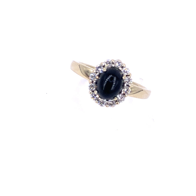 Women’s 18ct White Gold Diamond & Whitby Jet Ring - Hyman’s Jewellers