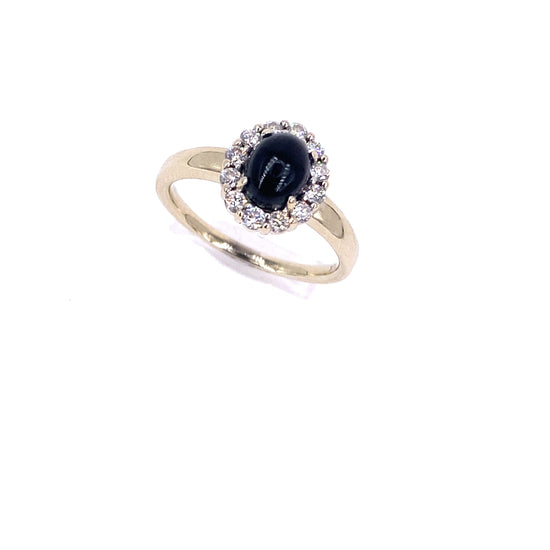 Women’s 18ct White Gold Diamond & Whitby Jet Ring - Hyman’s Jewellers