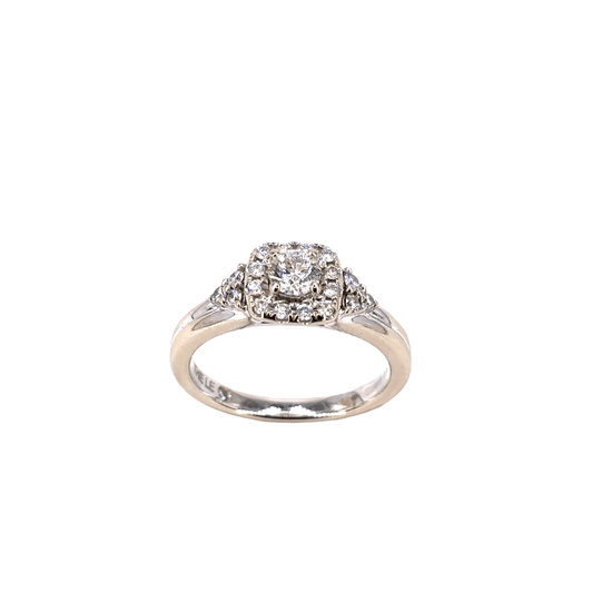 Women’s 18ct White Gold Engagement Ring with Round Brilliant Diamond - 4.7g 0.55ct - Hyman’s Jewellers