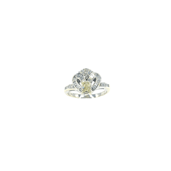 Women’s 18ct White Gold Ring with Radiant Cut Yellow Diamond - Hyman’s Jewellers