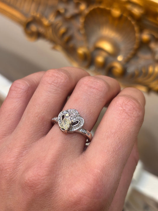 Women’s 18ct White Gold Ring with Radiant Cut Yellow Diamond - Hyman’s Jewellers
