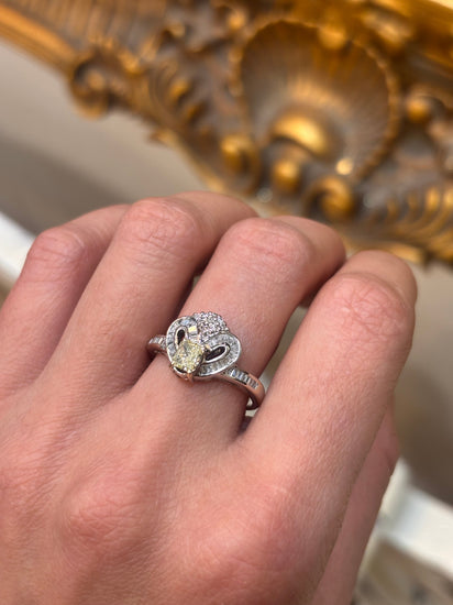 Women’s 18ct White Gold Ring with Radiant Cut Yellow Diamond - Hyman’s Jewellers