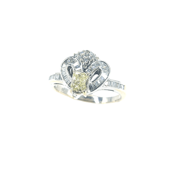 Women’s 18ct White Gold Ring with Radiant Cut Yellow Diamond - Hyman’s Jewellers