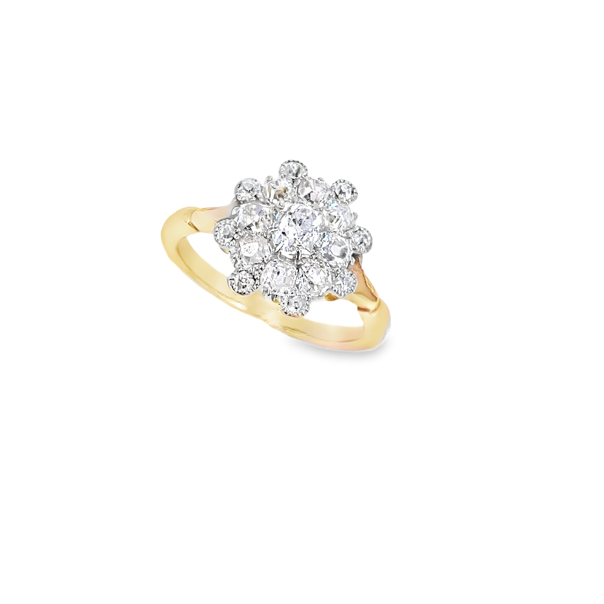 Women’s 18ct Yellow Gold Antique Diamond Cluster Ring - 1.00ct - Hyman’s Jewellers