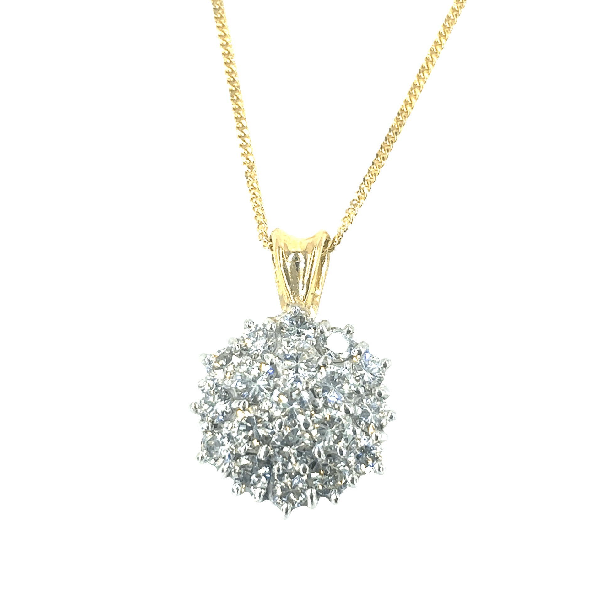 Women’s 18ct Yellow Gold Diamond Cluster Pendant & Necklace - 2cts - Hyman’s Jewellers
