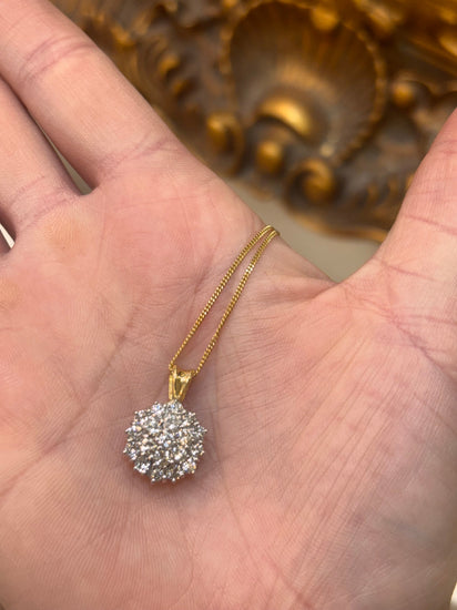 Women’s 18ct Yellow Gold Diamond Cluster Pendant & Necklace - 2cts - Hyman’s Jewellers