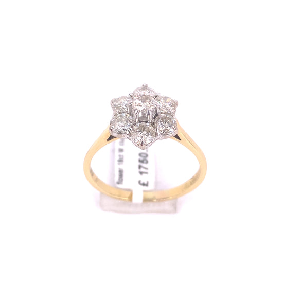 Women’s 18ct Yellow Gold Diamond Flower Cluster Ring - 1.5ct 4.3G - Hyman’s Jewellers