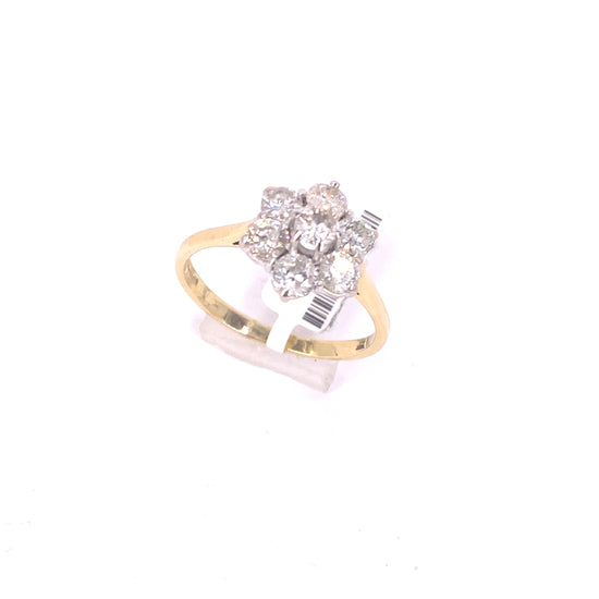Women’s 18ct Yellow Gold Diamond Flower Cluster Ring - 1.5ct 4.3G - Hyman’s Jewellers