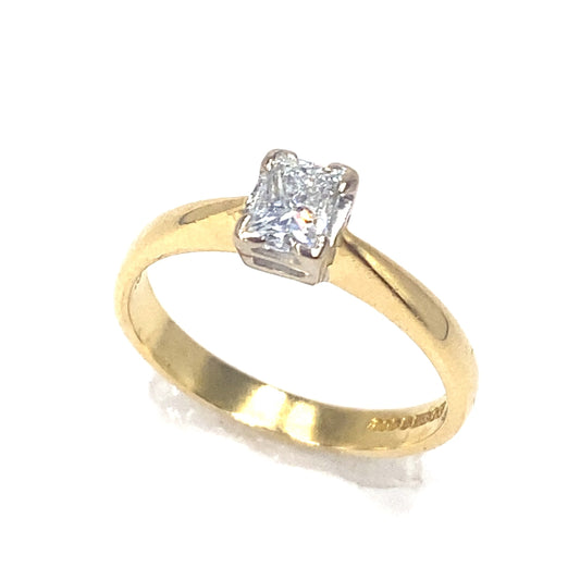 Women’s 18ct Yellow Gold Emerald Cut Diamond Solitaire Ring - 0.25ct - Hyman’s Jewellers