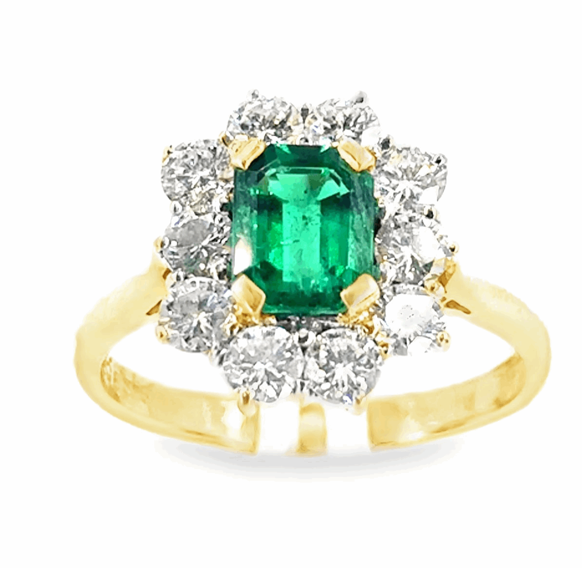 Women’s 18ct Yellow Gold Emerald Diamond Cocktail Ring - 1.50ct - Hyman’s Jewellers