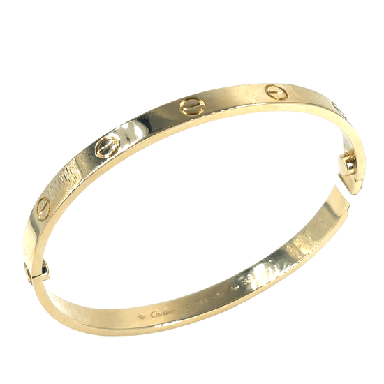 Women’s 18ct Yellow Gold Iconic Cartier ‘Love’ Screw Bangle Bracelet - Size 19 - Hyman’s Jewellers