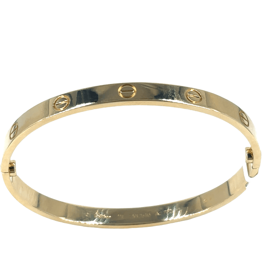 Women’s 18ct Yellow Gold Iconic Cartier ‘Love’ Screw Bangle Bracelet - Size 19 - Hyman’s Jewellers