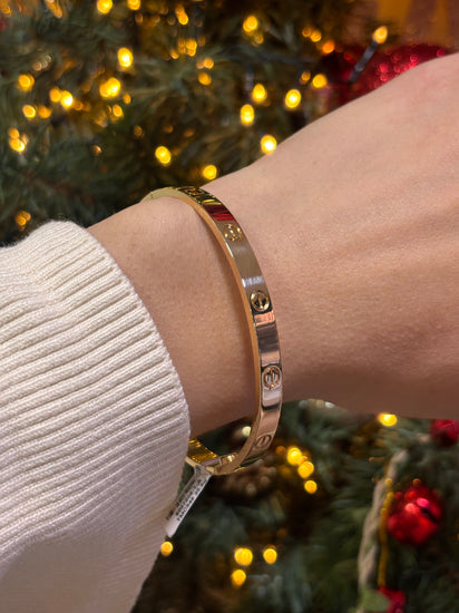 Women’s 18ct Yellow Gold Iconic Cartier ‘Love’ Screw Bangle Bracelet - Size 19 - Hyman’s Jewellers