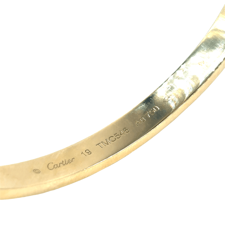 Women’s 18ct Yellow Gold Iconic Cartier ‘Love’ Screw Bangle Bracelet - Size 19 - Hyman’s Jewellers