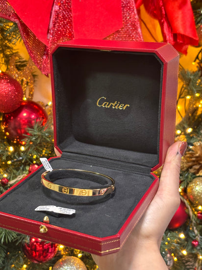 Women’s 18ct Yellow Gold Iconic Cartier ‘Love’ Screw Bangle Bracelet - Size 19 - Hyman’s Jewellers