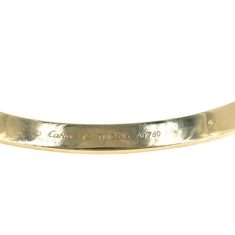Women’s 18ct Yellow Gold Iconic Cartier ‘Love’ Screw Bangle Bracelet - Size 19 - Hyman’s Jewellers