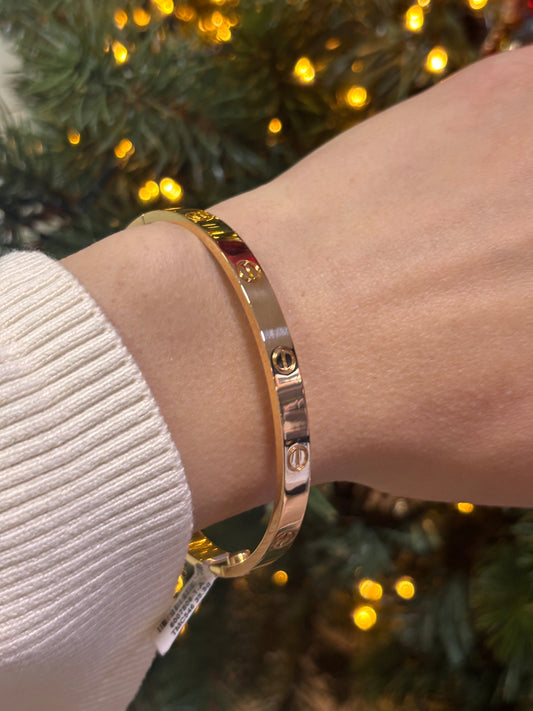 Women’s 18ct Yellow Gold Iconic Cartier ‘Love’ Screw Bangle Bracelet - Size 19 - Hyman’s Jewellers