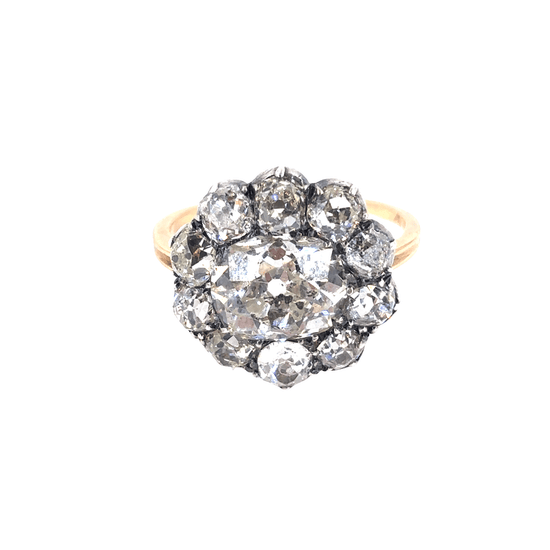 Women’s 18ct Yellow Gold Miners Cut Diamond Flower Ring - 3.5ct - Hyman’s Jewellers