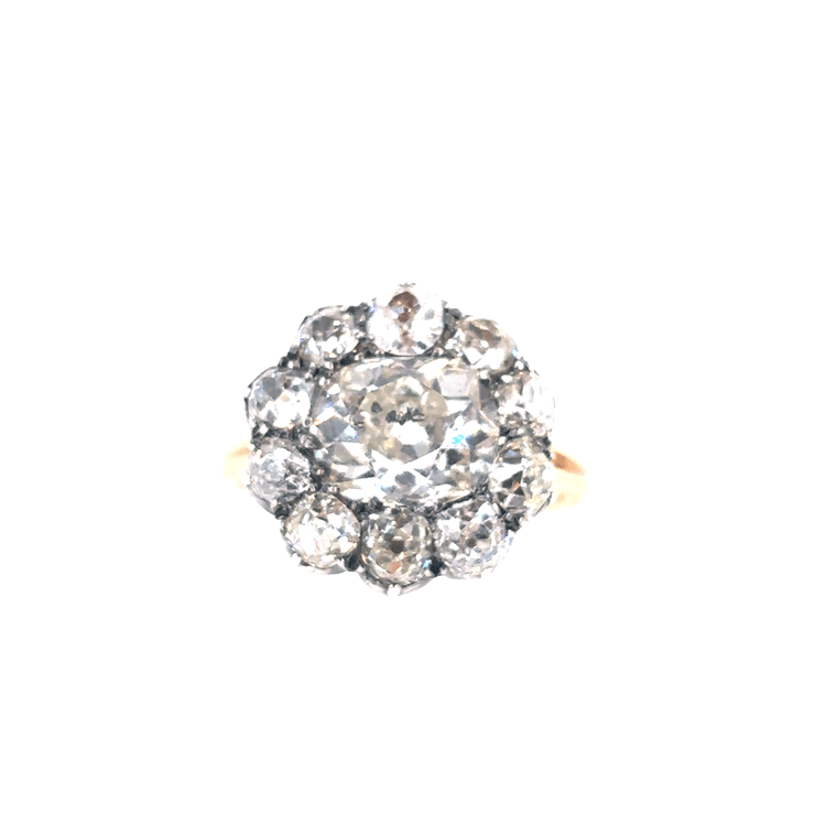 Women’s 18ct Yellow Gold Miners Cut Diamond Flower Ring - 3.5ct - Hyman’s Jewellers