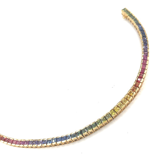 Women’s 18ct Yellow Gold Multi Coloured Sapphire Bracelet - Hyman’s Jewellers