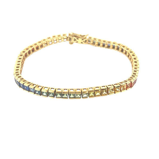 Women’s 18ct Yellow Gold Multi Coloured Sapphire Bracelet - Hyman’s Jewellers