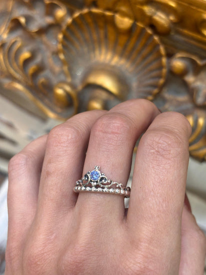 Womens 925 Silver Pandora Blue Crown Ring - Hyman’s Jewellers