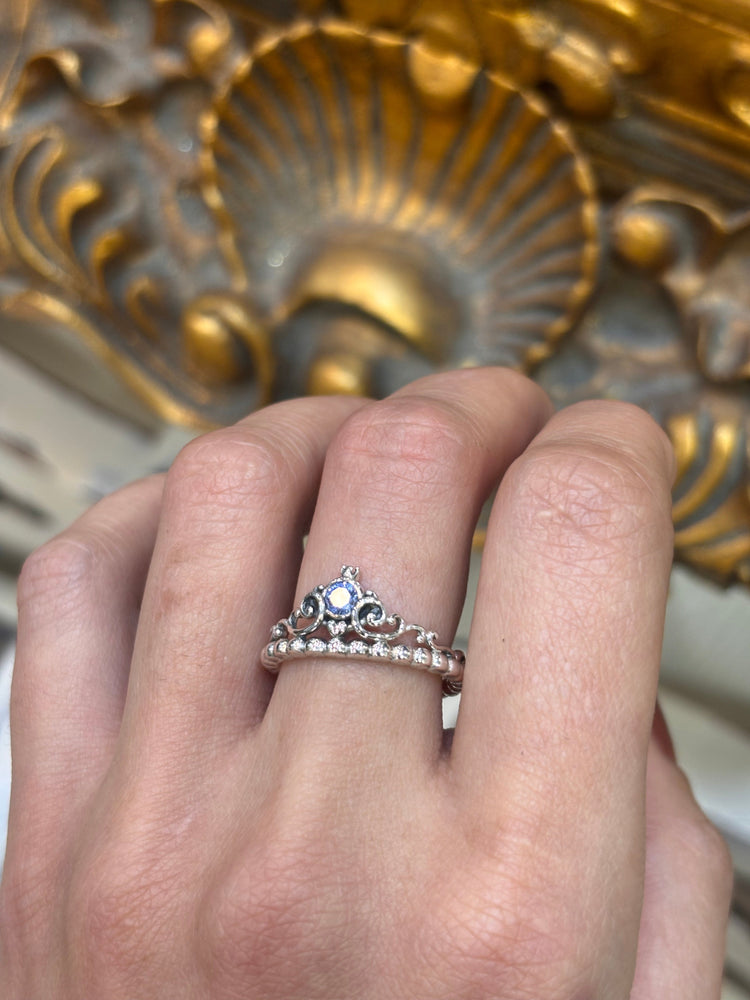 Womens 925 Silver Pandora Blue Crown Ring - Hyman’s Jewellers