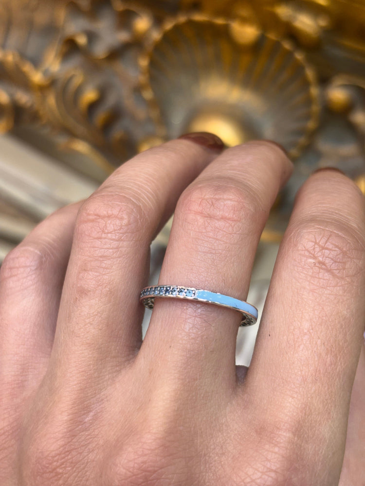 Womens 925 Silver Pandora Blue Cz & Enamel Ring - Hyman’s Jewellers