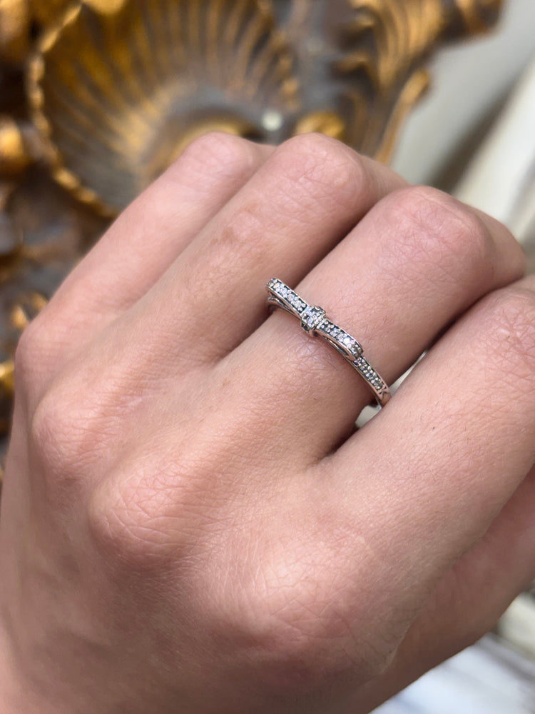 Womens 925 Silver Pandora Cz Bow Ring - Hyman’s Jewellers
