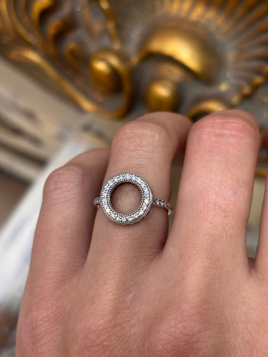 Womens 925 Silver Pandora Cz Halo Ring - Hyman’s Jewellers