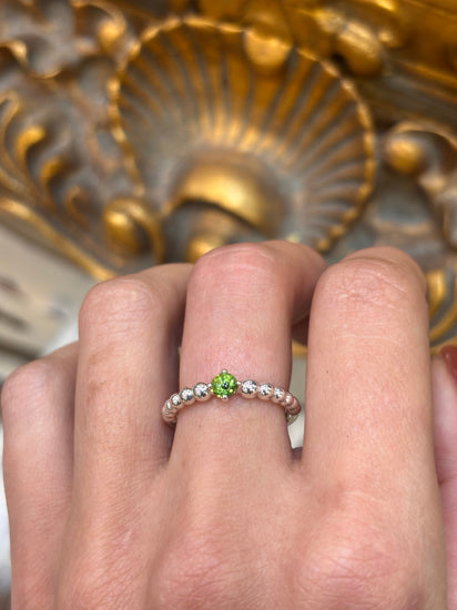 Womens 925 Silver Pandora Green Stone Ring - Hyman’s Jewellers