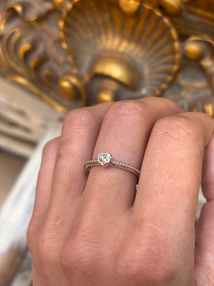 Womens 925 Silver Pandora Heart White Cz Solitaire Ring - Hyman’s Jewellers