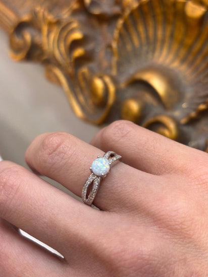 Women’s 925 Sterling Silver Cz Lab Opal Ring - Hyman’s Jewellers