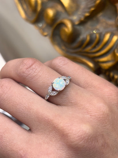 Women’s 925 Sterling Silver Cz Lab Opal Ring - Hyman’s Jewellers