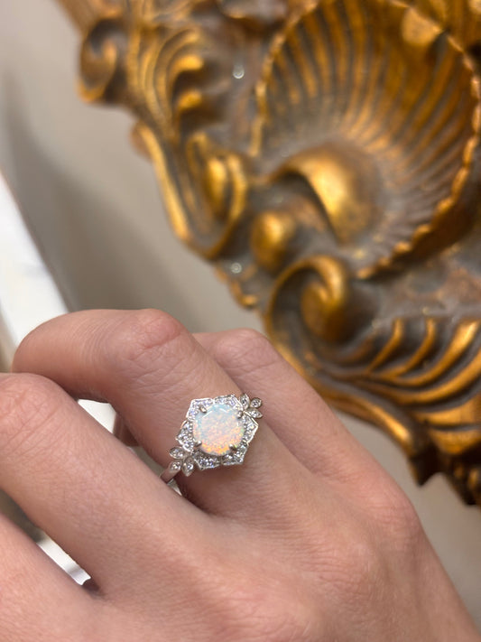Women’s 925 Sterling Silver Fancy Lab Opal Ring - Hyman’s Jewellers