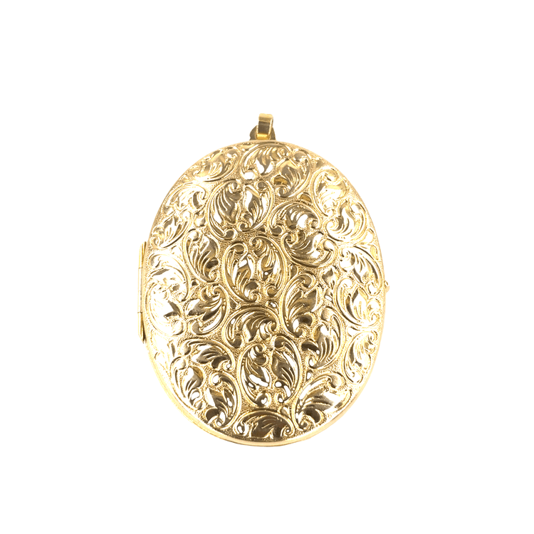 Women's 9ct Engraved Floral Yellow Gold Oval Pendant - 8g - Hyman’s Jewellers