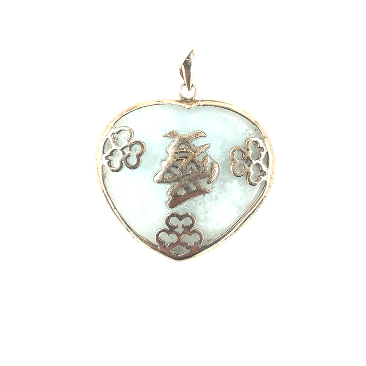 Women’s 9ct Heart - Shaped Green Jade Yellow Gold Pendant - Hyman’s Jewellers