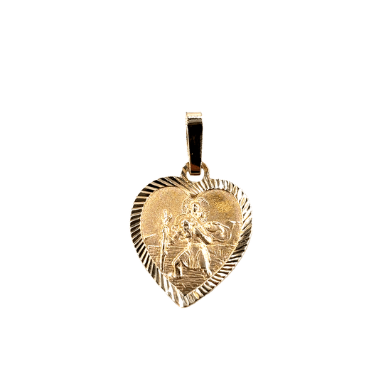 Women’s 9ct Heart St. Christopher Yellow Gold Heart Pendant - Hyman’s Jewellers