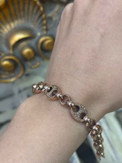 Women’s 9ct Rose Gold Anchor Link Engraved Bracelet - 8” - Hyman’s Jewellers