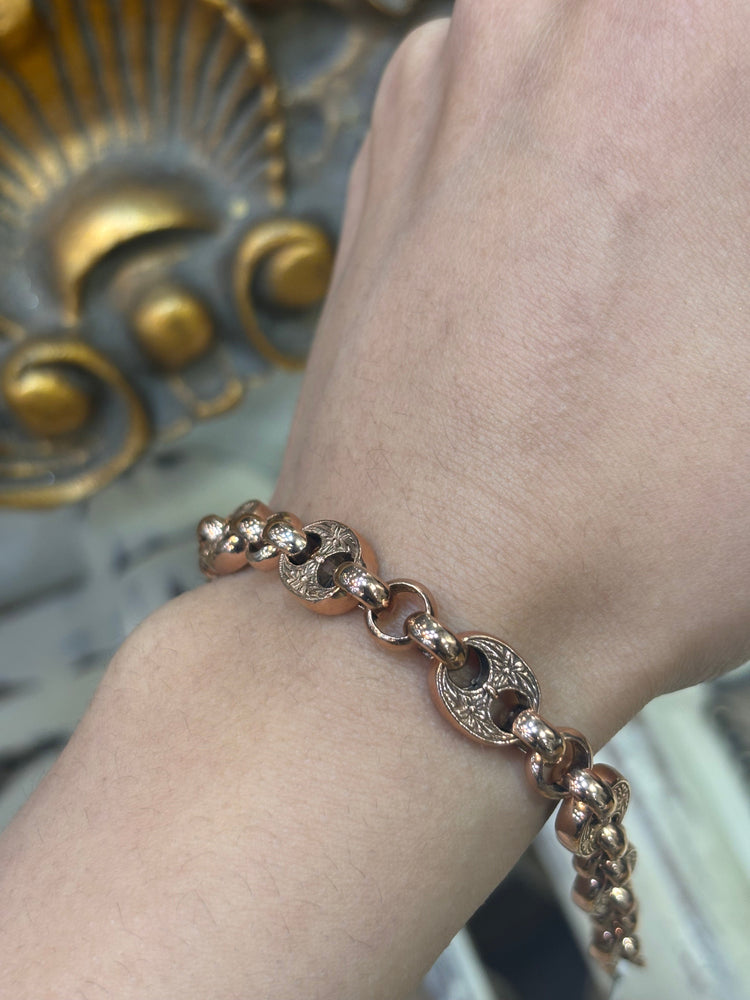 Women’s 9ct Rose Gold Anchor Link Engraved Bracelet - 8” - Hyman’s Jewellers