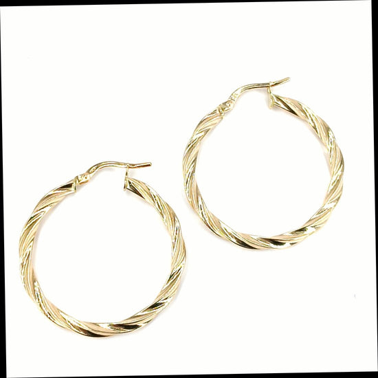 Women's 9ct Twisted Yellow Gold Hoop Earrings - Hyman’s Jewellers