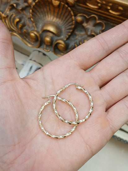 Women's 9ct Twisted Yellow Gold Hoop Earrings - Hyman’s Jewellers