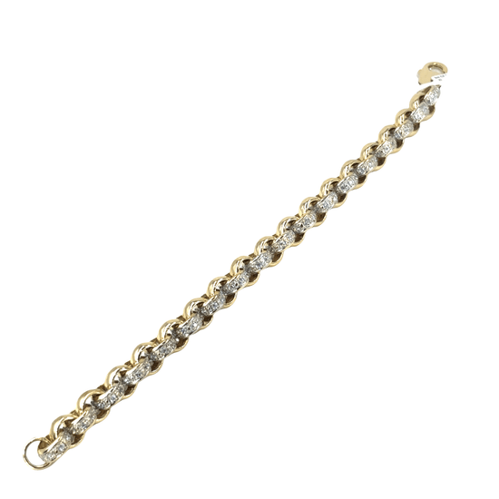Women’s 9ct White Cz Accented Yellow Gold Chain Bracelet - 32.2g 8.5” - Hyman’s Jewellers