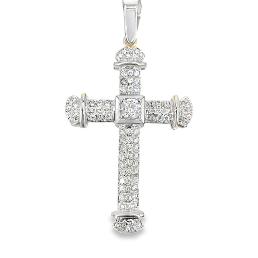 Women’s 9ct White Gold Cross Pendant - 10g Cz - Hyman’s Jewellers