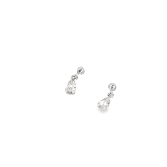 Women’s 9ct White Gold Cz Drop Studs - 1g - Hyman’s Jewellers