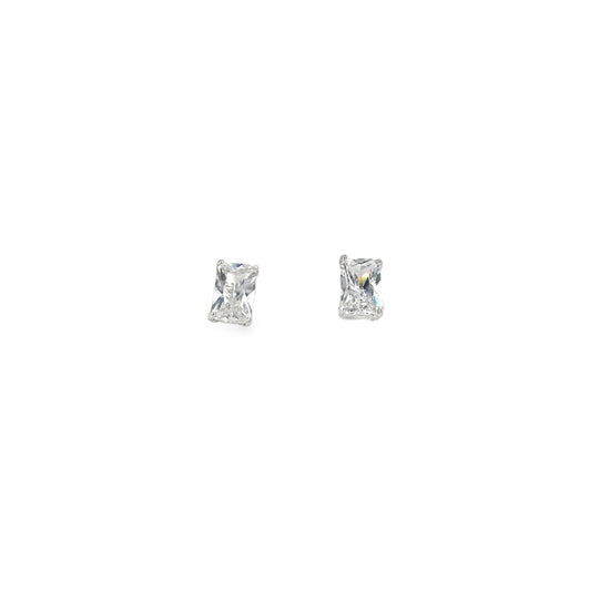 Women’s 9ct White Gold Cz Emerald Cut Studs - 1g - Hyman’s Jewellers
