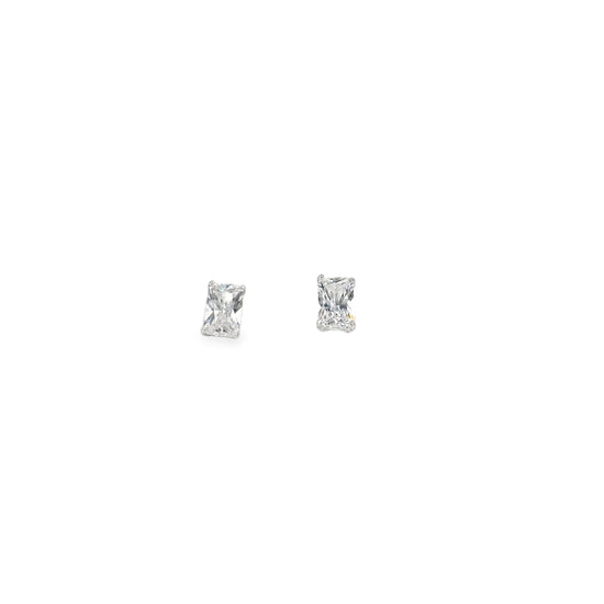 Women’s 9ct White Gold Cz Emerald Cut Studs - 1g - Hyman’s Jewellers